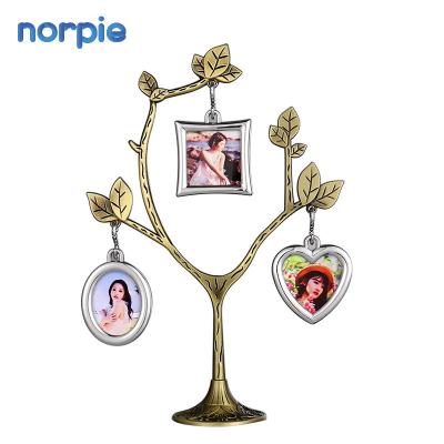 China Creatve Personalized Photo Gifts Keepsake Metal Bronze Branches Shape Blank Family Tree Photo Frame Set For Sublimation for sale