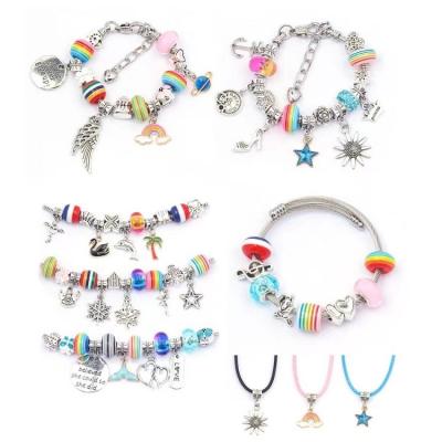 China For DIY Jewelry Making Bling Charm Kids Custom Jewelry DIY Making Kit 88pcs Beads Handmade Bangle Bracelet Set Gift for sale