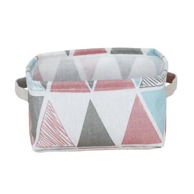 China Sustainable Small Storage Basket Foldable Cotton Fabric Storage Basket for sale