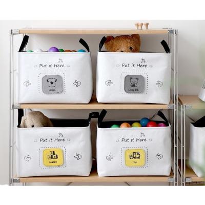 China Viable Cube Felt Cloth Storage Bins Cute Foldable Cartoon Storage Basket For Nursery for sale