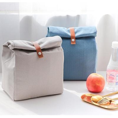 China Japanese Waterproof Oilproof Waxed Canvas Aluminum Foil Cloth Cooler Lunch Bag for sale