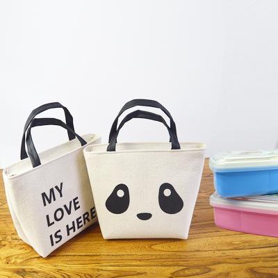 China Waterproof Japanese Custom Design Cotton Canvas Food Cooler Bag Stylish Lunch Bag for sale