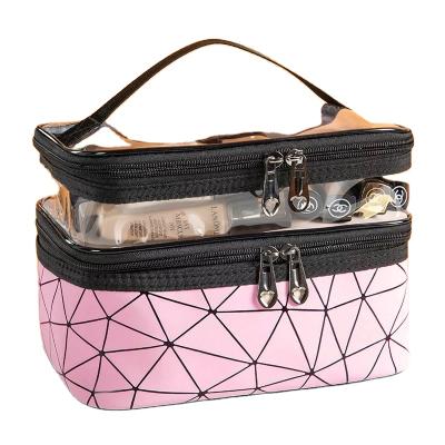 China Eco-Friendly/Foldable and Get Back Soon Pink Cosmetic Case Organizer Artist Beauty Makeup Bag Waterproof Case Rose Gold Cosmetic Bag for sale