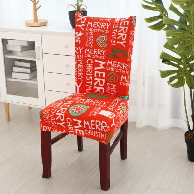 China Nice Decoration For Christmas And New Year Wholesale Polyester Spandex Stretch Soft Christmas Chair Covers Christmas Dining Chair Seat Covers for sale