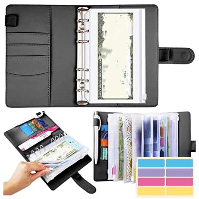 China Custom Cash Binder PU Leather A6 Budget Binder Office Supplies with Loop Notebook Planner Cash Binder for sale