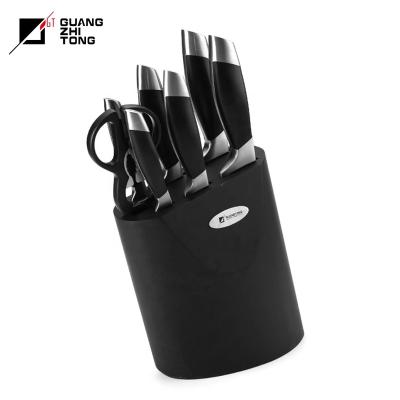 China 8 Pcs Disposable Stainless Steel Knife Set With Black Color Wooden Knife Block for sale