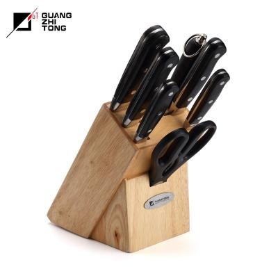 China 8 Pcs Disposable Forged Stainless Steel Pakkawood Handle Kitchen Knife Set Block for sale