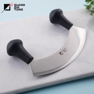 China Disposable Hot Sale 5.5 Inch PP Handle Single Blade Mezzaluna Cleaver for sale