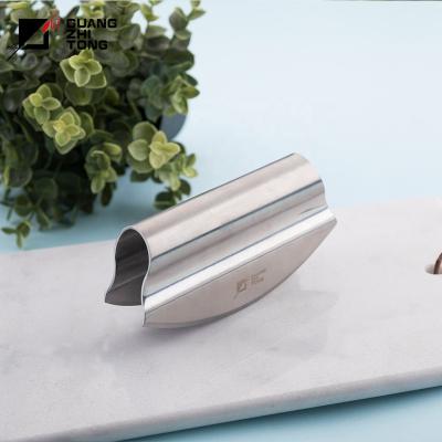 China 5.5 inch blade durable high quality stainless steel handle double herb cleaver mezzaluna cleaver for sale