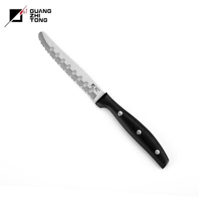 China Factory sales disposable direct hot stainless steel pom handle serrated steak knife for kitchen for sale