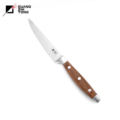 China Disposable Best Sellers 4 PCs 4.5 Inch Black Walnut Wooden Handle Stainless Steel Natural Forged Stak Knife Set for sale