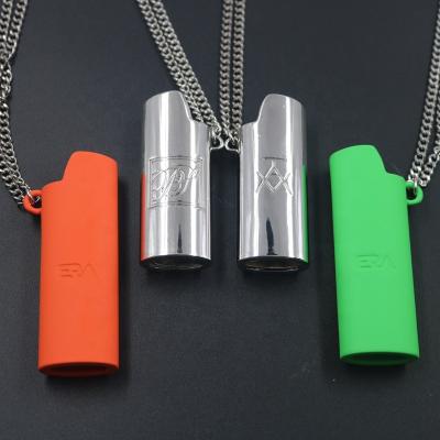 China High Quality Custom Colored Matte Lighter Case Necklace Custom Promotional Gifts Lighter Case With Pendant for sale