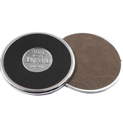 China 4pcs Viable Per Metal PU Cup Pad Cup Coasters Metal Leather Empty Coaster Set for sale