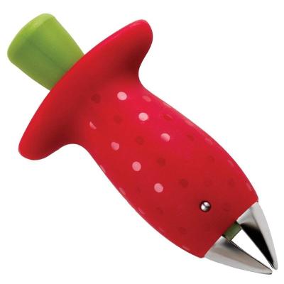 China Top Viable Red Strawberry Huller Strawberry Leaf Remover Instrument Tomato Destems Fruit Knife Stem Remover Portable Kitchen Tool for sale