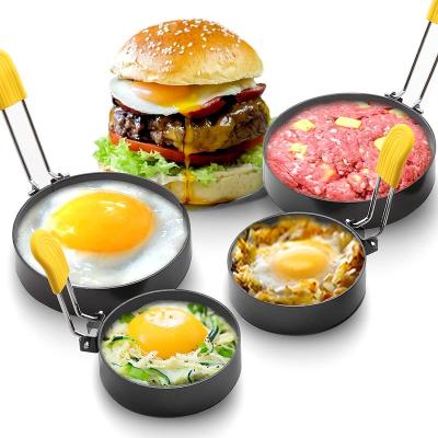 China Amazon Viable Hot Sale Kitchen Tools Stainless Steel Stick Egg Mold Ring With Silicone Handle Household Egg Non Frying Rings for sale