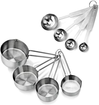 China Viable 8-PACK Kitchen Tools Stainless Steel Handles Measuring Cups and Spoons Set for sale