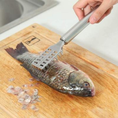 China Stainless Steel Fish Scale Peeler Fish Scaler Scraper Viable Quick Fish Skin Remover Cleaning Tools for sale