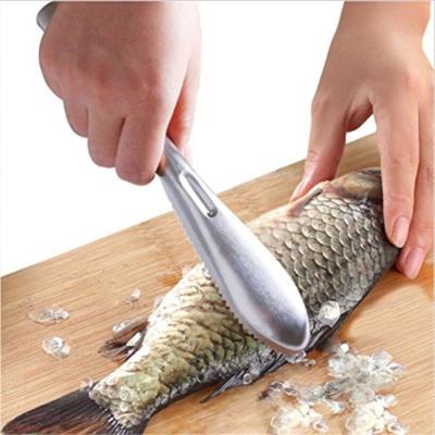 China Creative Custom Logo Kitchen Tool Stainless Steel Fish Skin Brush Promotional Cheap Manual Scaler for sale