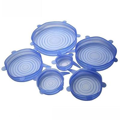 China Non Spill 6 Pack Food Grade Reusable Food Saving Container Lid Sets Flexible Silicone Stretch Covers Bowl Covers for sale