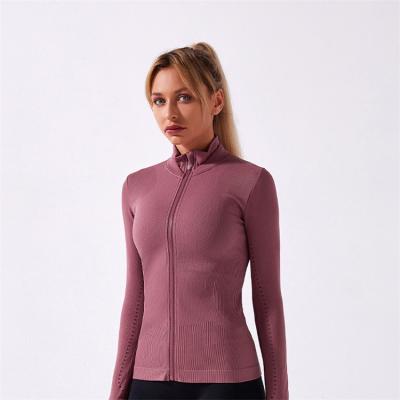 China 2021 New Breathable Outdoor Long Sleeve Yoga Ladies Coat Top Sport Wear Workout Jogging Women for sale