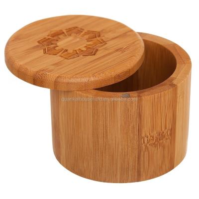 China OTHER Eco-Friendly Bamboo Salt Box Bamboo Container with Magnetic Lid for Safe Strong Storage for Spices, Herbs, Seasoning and More for sale