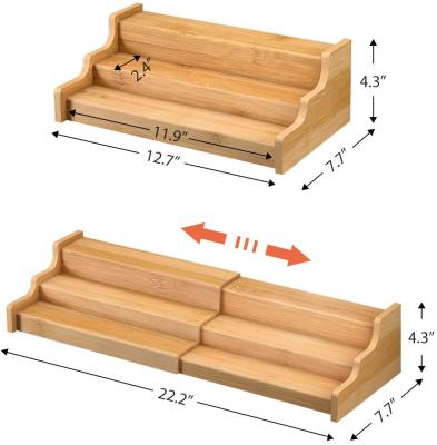 China Sustainable Organizer 3 Tier Bamboo Expandable Buffet Rack Spice Display Stand for sale