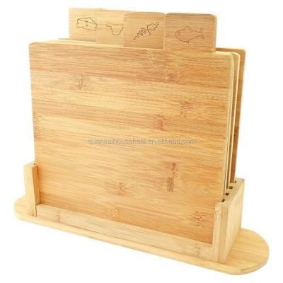 China Sustainable Bamboo Cutting Chopper Set Slicing Board Rack for sale