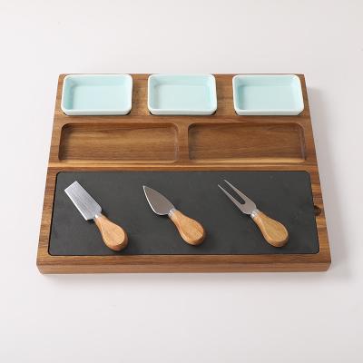 China New Acacia Wood Cheese Board Dinner Set Sustainable Kitchen Cutting Board Multifunctional Chopper for sale