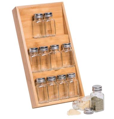 China Sustainable In-Drawer 3-Tier Bamboo Spice Rack, Seasoning Organization, 12 Glass Condiment Jar Included for sale