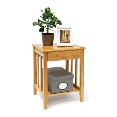 China Outdoor Table Bamboo Side Table With Drawer Night Table for sale