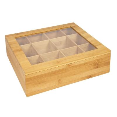 China Sustainable 12 Compartment Tea Bag Trolley Box Organizer and Storage - Made of Sustainable Bamboo for sale