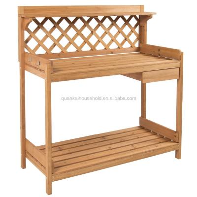 China Modern Bamboo Wooden Potting Bench Outdoor Garden Work Bench for sale