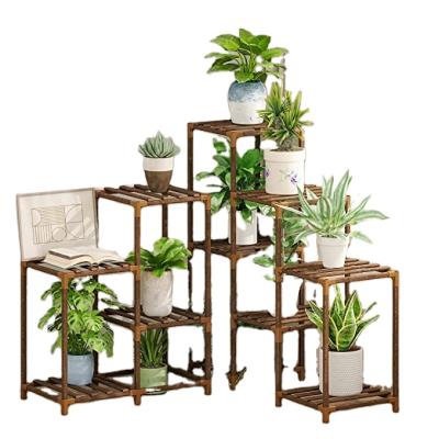 China Modern Indoor Outdoor Corner Potted Flower Shelves 5-Tier Pine Plant Wood Plant Racks Garden Plant Wood for sale