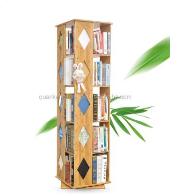 China Convertible bamboo rotating bookcase with 5-6 shelf sizes, natural for sale