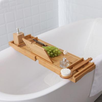 China Sustainable Tub Caddy , Bamboo Shower Tub Organizer With Extending Sides for sale