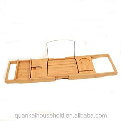 China Sustainable 100% Natural Bamboo Eco-Friendly Bath Tray For Bath Tub Trolley for sale