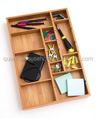 China Drawer Adjustable Bamboo Kitchen Cutlery Utensil Tray Storage Organizer for sale