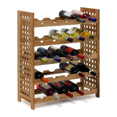 China Foldable natural bamboo walnut wine rack for 25 bottles of wine for sale