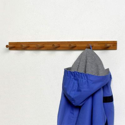 China Viable bamboo towel rack with bamboo hooks above - door towel rack with hooks for sale