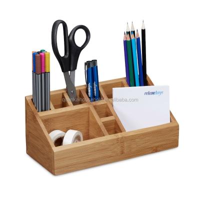 China Office Eco-friendly Natural Bamboo Organizer Desktop Storage Box for sale