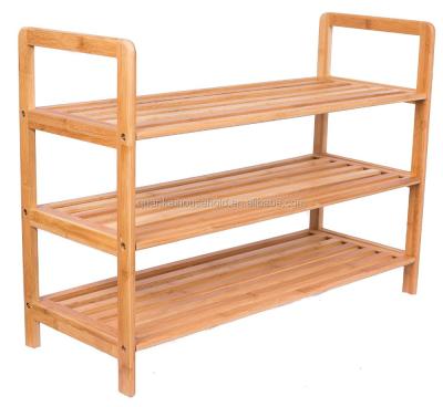 China (Other) 3 Tier Adjustable Home Free Standing Shoe Rack With Handles | Bamboo | Wood | Cabinets and entrance | Organizer | Fits 9 pairs of shoes for sale