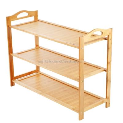 China (Other) 100% Adjustable 3/4-Tier Natural Flat Bamboo Shoe Rack for sale