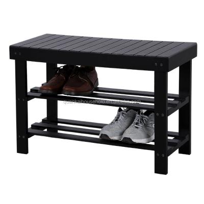 China (Other) 2-Tier Adjustable Bamboo Shoe Rack Shoe Bench for sale