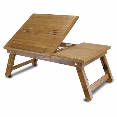 China 100% Natural Bamboo LAPTOP DESK Laptop Desk Breakfast Serving Bed Tray with Drawer, Foldable Legs for sale