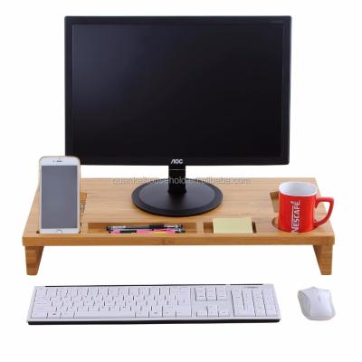 China Eco-Friendly Eco-Friendly Decorative Wooden Monitor Riser Stand 2-Tier Stand Storage Desk Organizer for sale