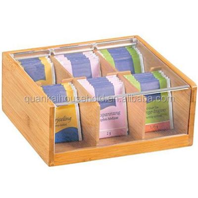 China Viable bamboo and acrylic tea box tea bag organizer for sale