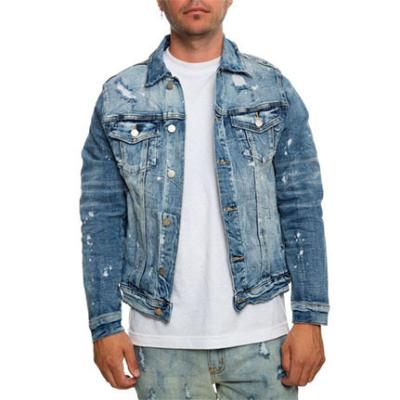 China White Reversible Splatter Ink Stain Washed Scratch Design Fashion Vintage Mens Casual Denim Jackets for sale