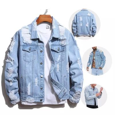 China QUICK DRY Custom Appliques Chat Street Wear Denim Jacket Stylish Solid Design Sports Blue Coats for sale