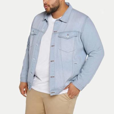 China Customized Men's Plus Size Waterproof Washed Denim Solid Color Street Casual Lapel Plus Size Men's Jacket for sale