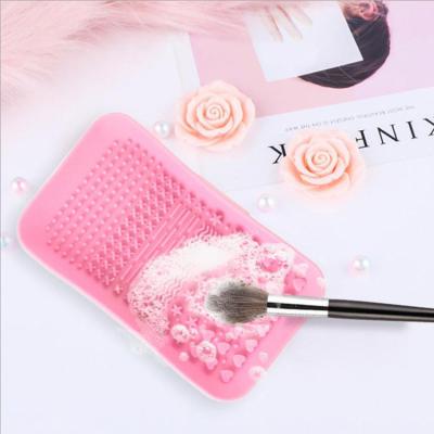 China For Home Use Makeup Wash Brush Cleaning Mat Foundation Makeup Brush Scrubber Board Silicone Makeup Brush Cleaner Protection for sale